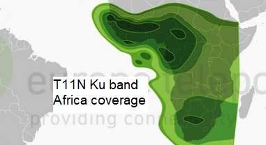 Ku band iDirect Africa footprint for T11N satellite