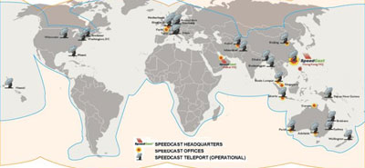 Speedcast worldwide network of NOCs and Teleports
